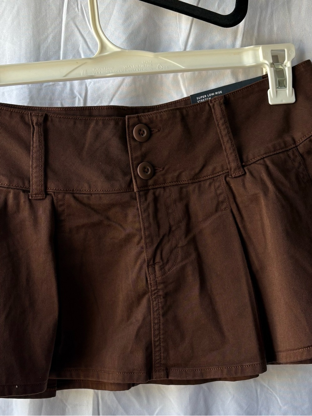 NWT American Eagle Super Low Rise Pleated Micro Skort Brown 6